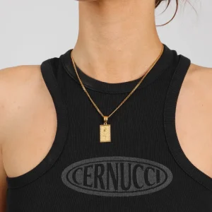 22mm Rose Rectangle Embossed Pendant - Gold