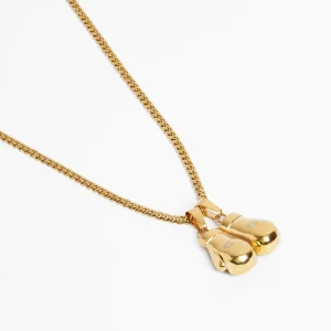 3mm Boxing Glove Cuban Chain Necklace - Gold