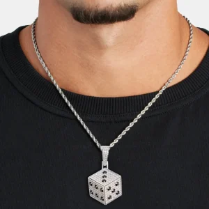 20mm Iced CZ Dice Pendant