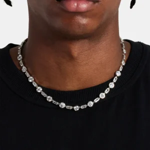 Iced Round & Rectangle Stone Tennis Chain - 6mm