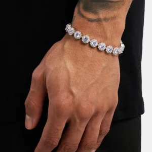 Iced Purple Round Tennis Bracelet - White