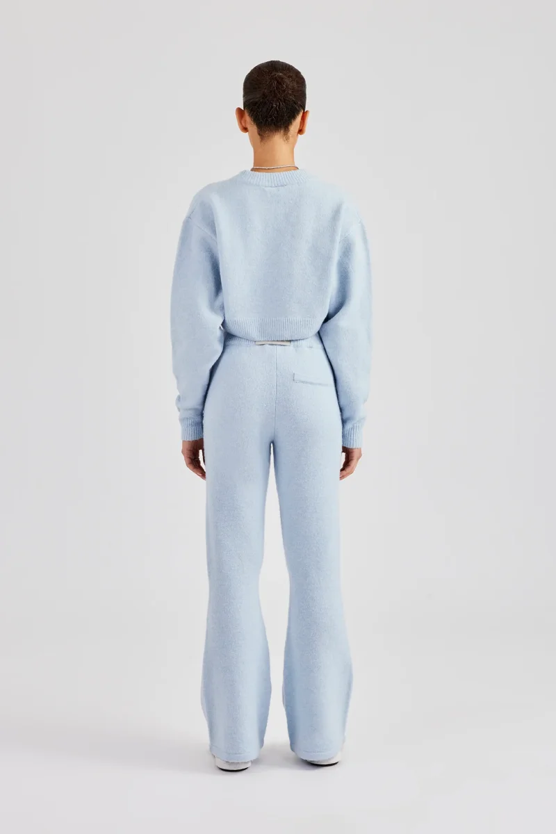 Knitted Cropped Cardigan & Flare Trouser - Baby Blue - Image 4