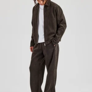 Suede Collared Jacket & Straight Leg Trouser - Charcoal