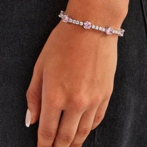 Clear & Pink Round Tennis Bracelet - 3mm