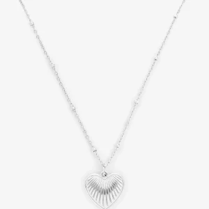 Vintage Textured Heart Charm Necklace