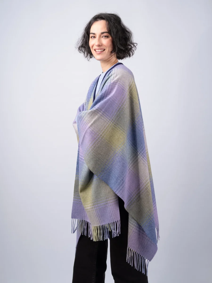 Women's Heather Check Lambswool Brat Shawl - Image 5