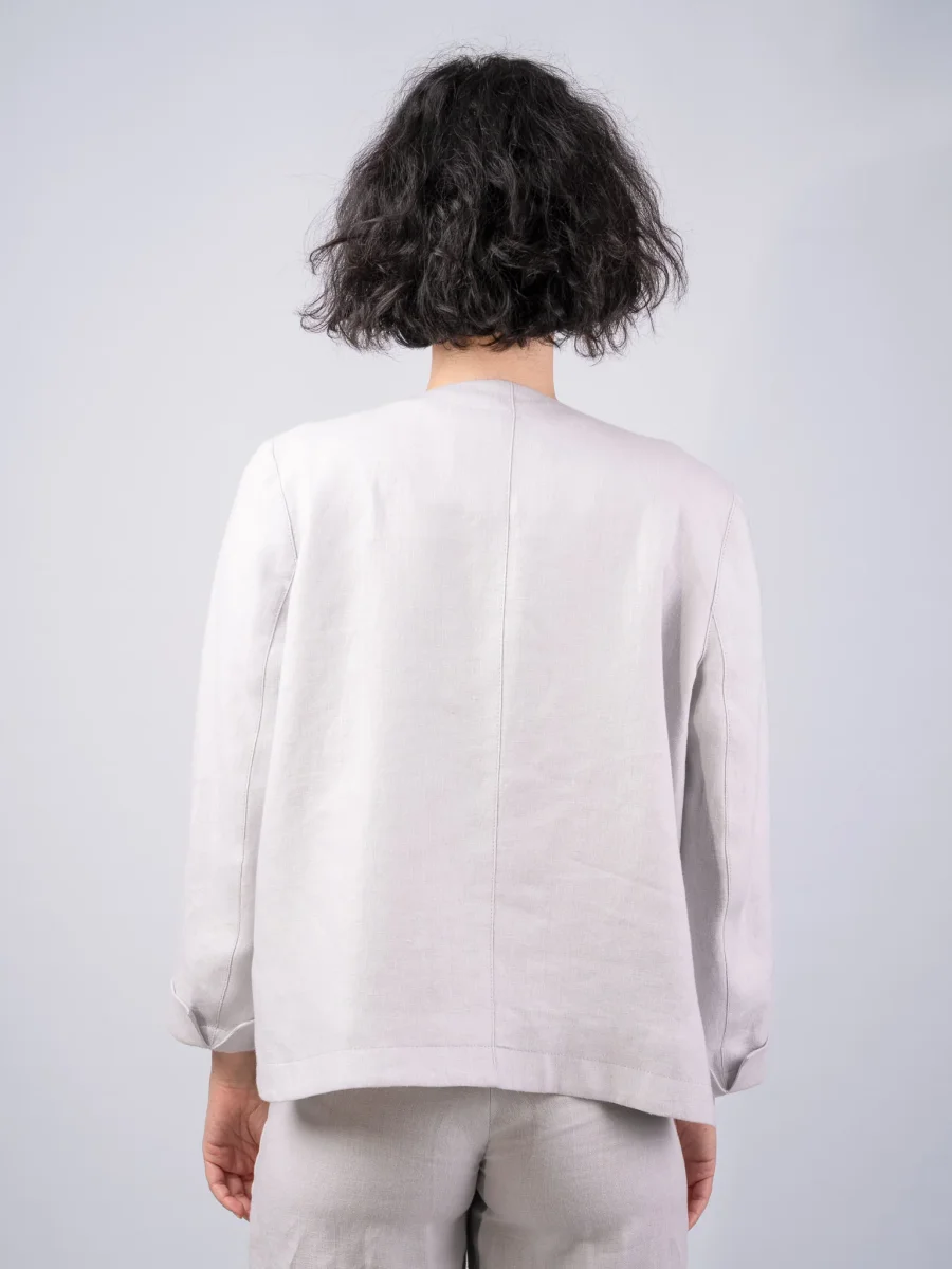 Women's Silver Linen Boxy Jacket & Blazer - Image 7