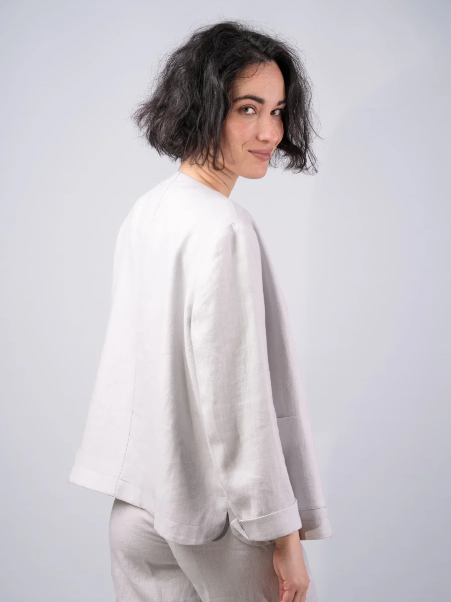 Women's Silver Linen Boxy Jacket & Blazer - Image 6